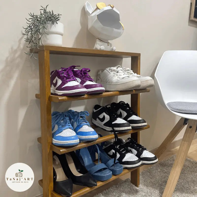 Porte-Chaussures Mural en Bois Naturel