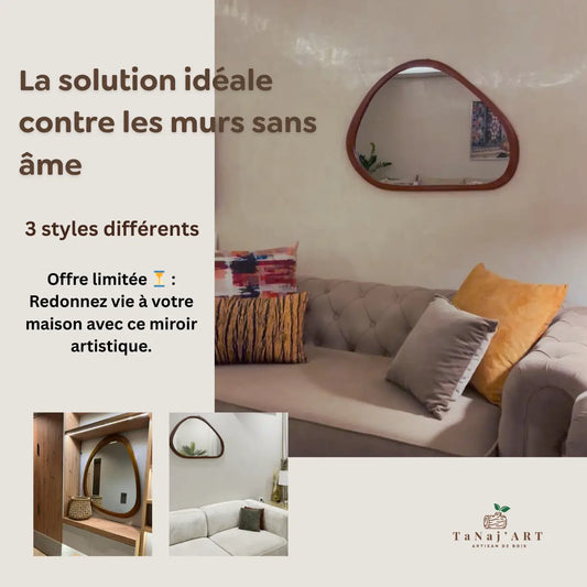 Miroir mural en bois massif par Tanaj’Art